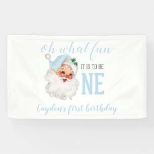 Banderoles Noël Blue Père Noël premier anniversaire