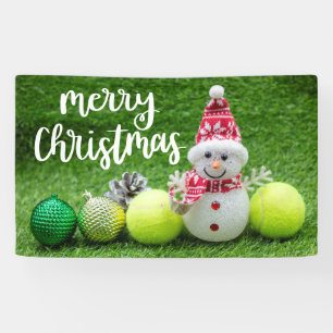 Banderoles Noël de tennis avec balle de tennis avec Snowman