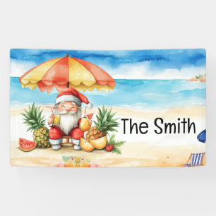Banderoles Noël d'été en juillet Le Père Noël sur la plage