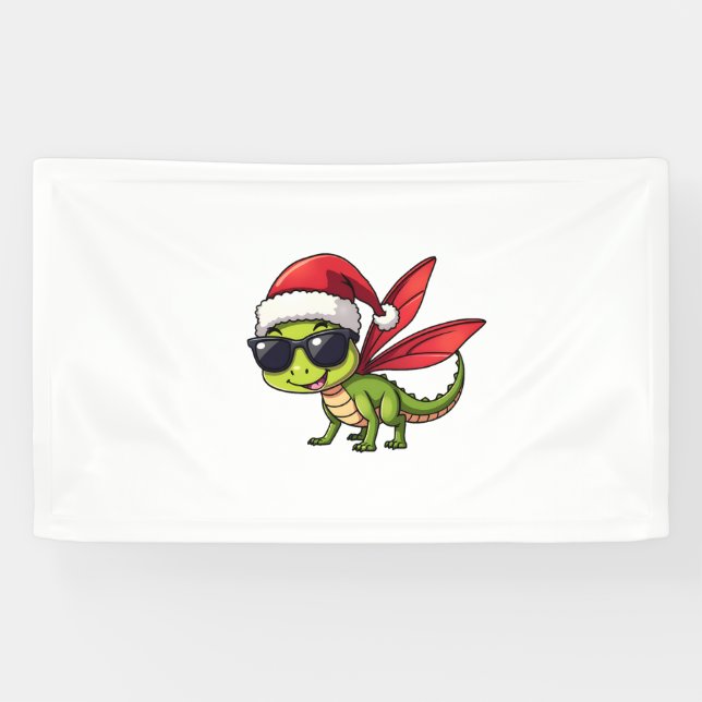 Banderoles Noël Dragonfly Santa Hat Funny Xmas Enfants (Horizontal)