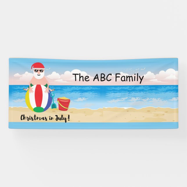 Banderoles Noël en juillet avec SANTA CLAUS (Horizontal)