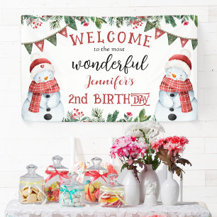 Banderoles Noël hivernal du mignon Snowman 2e anniversaire