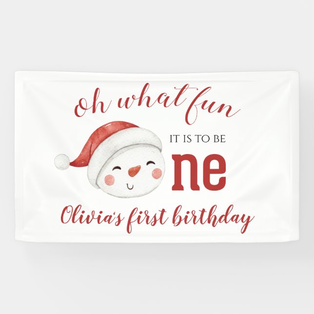 Banderoles Noël Snowman premier anniversaire (Horizontal)