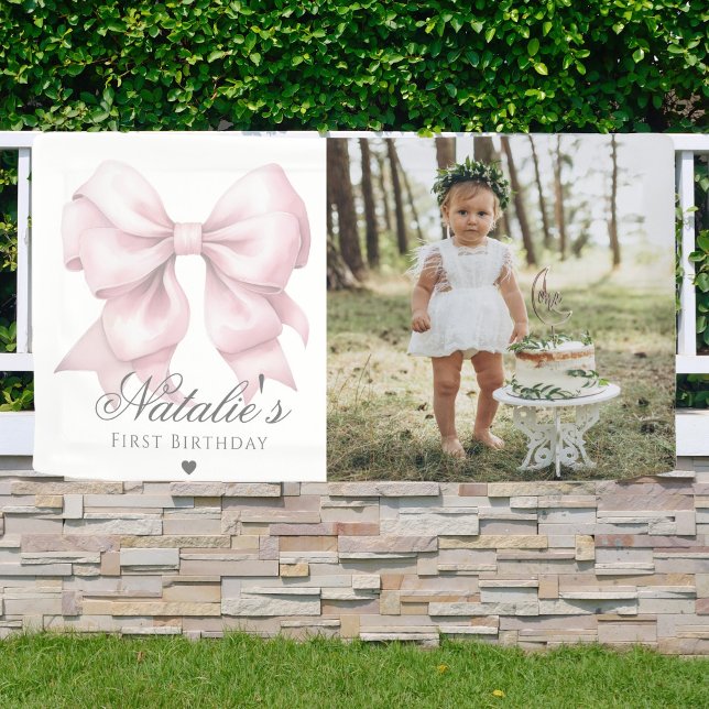 Banderoles Nœud personnalisé aquarelle rose poussiéreux pour  (Créateur téléchargé)