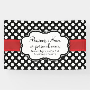 Banderoles Noir Blanc Rouge Polka Point Rétro Cute Consultant