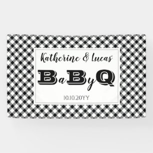 Banderoles Noir   Chèques blancs Bébé Q BBQ Douche