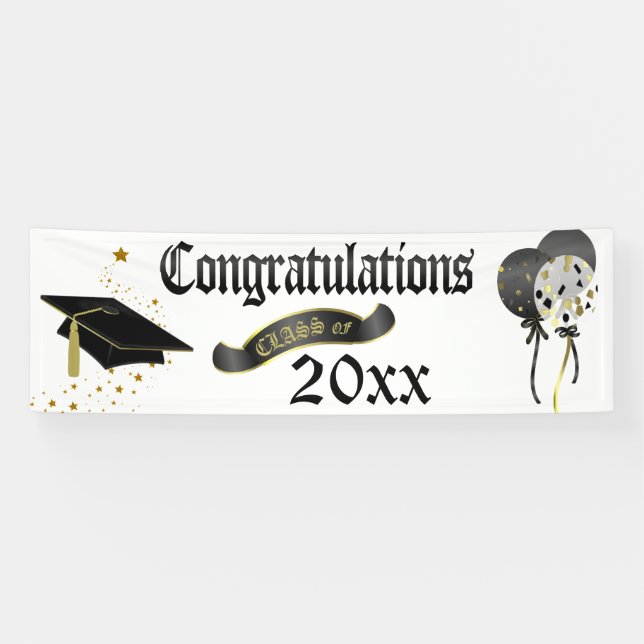 Banderoles Noir et classe d'obtention du diplôme d'or de (Horizontal)