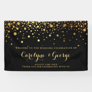 Banderoles Noir   Faux Gold Confetti Mariage Welcome Banner