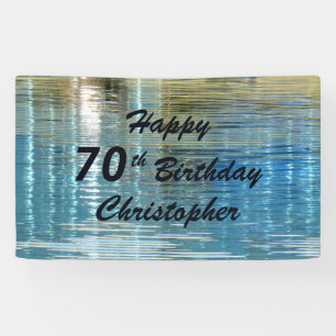 Banderoles Nom 70e anniversaire de fête Blue Réflexion dans l