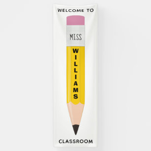 Banderoles Nom de l'enseignant Pencil Classroom Welcome Banne
