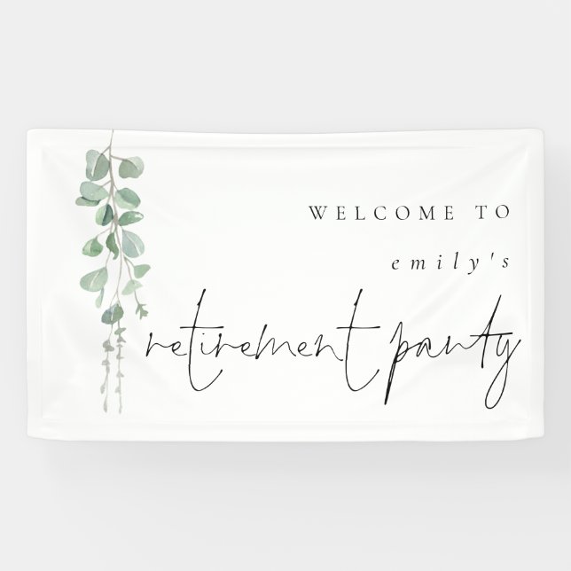 Banderoles Nom Eucalyptus Bienvenue Parti de retraite (Horizontal)