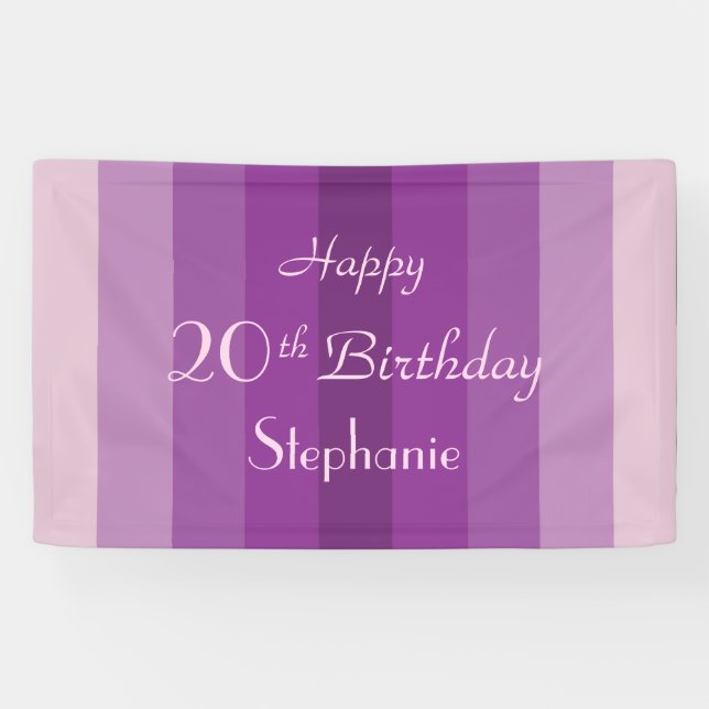 Banderoles Nom personnalisé 20e 25e anniversaire Purple Strip (Horizontal)
