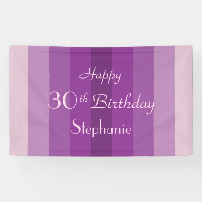 Banderoles Nom personnalisé 30e 35e anniversaire Purple Strip (Horizontal)