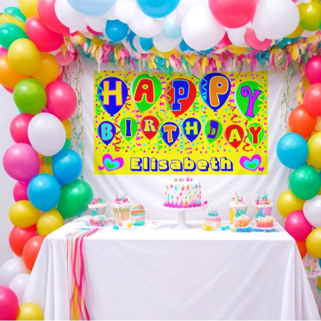Banderoles Nom personnalisé coloré heureux anniversaire (Colorful happy birthday banner, the perfect way to make someone feel extra special on their big day!)