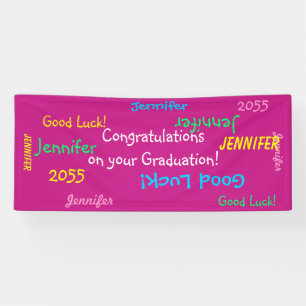 Banderoles Nom personnalisé et événement Graduation multicolo