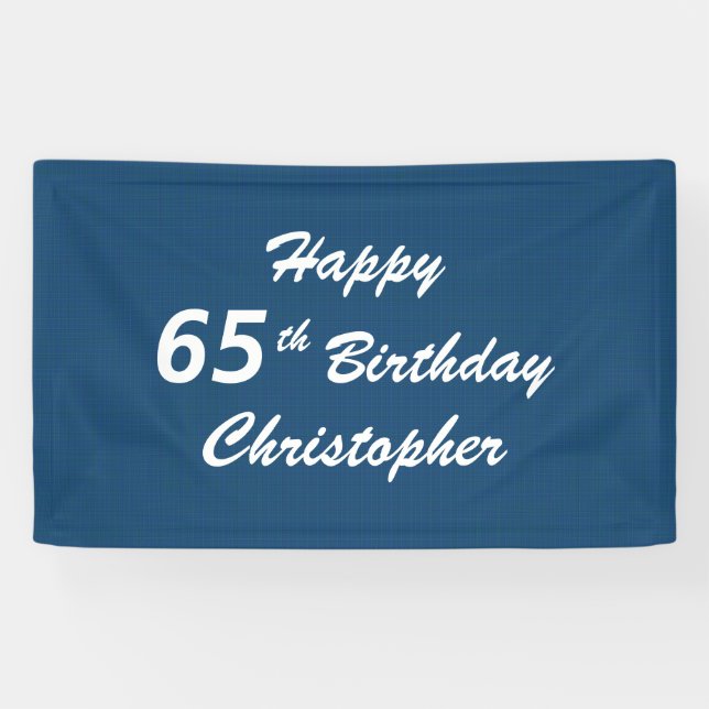 Banderoles Nom personnalisé Joyeux 65e anniversaire Plaid ble (Horizontal)