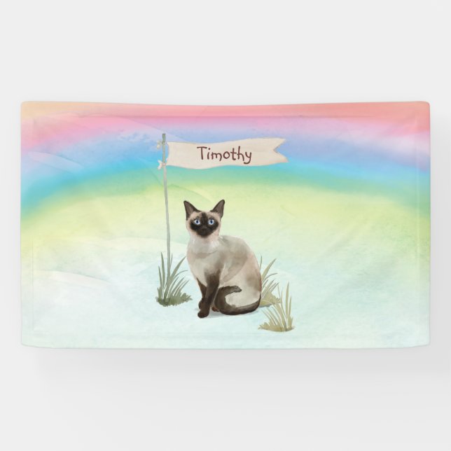 Banderoles Nom personnalisé Siamese Chat Pet (Horizontal)