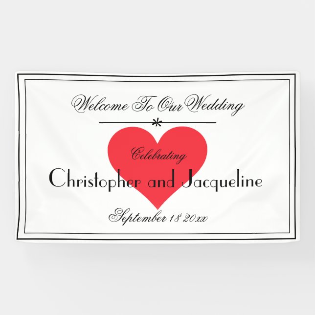 Banderoles Noms rustiques Chic Script Mariage moderne Accueil (Horizontal)