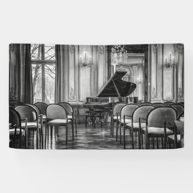 Banderoles Notes vides Photographie de musique noire et blanc (Horizontal)
