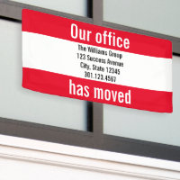 Notre bureau a déménagé Faire-part rouge et blanc