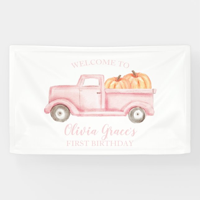 Banderoles Notre petit Citrouille premier anniversaire camion (Horizontal)