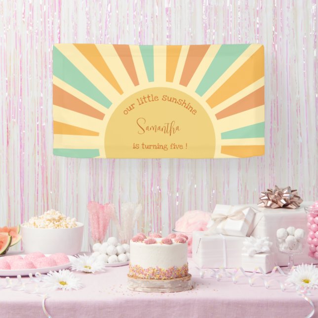 Banderoles notre petit soleil grand soleil avec rayons annive (Fête)