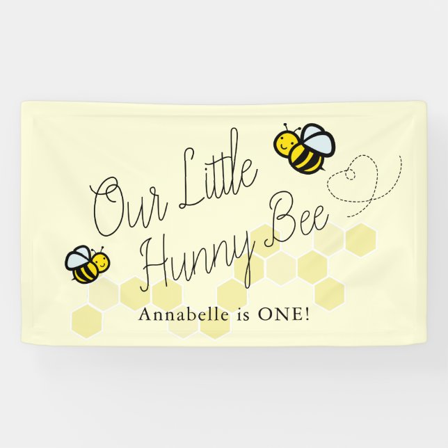 Banderoles Notre Petite Abeille Jaune Fille Chanté Bienvenue (Horizontal)