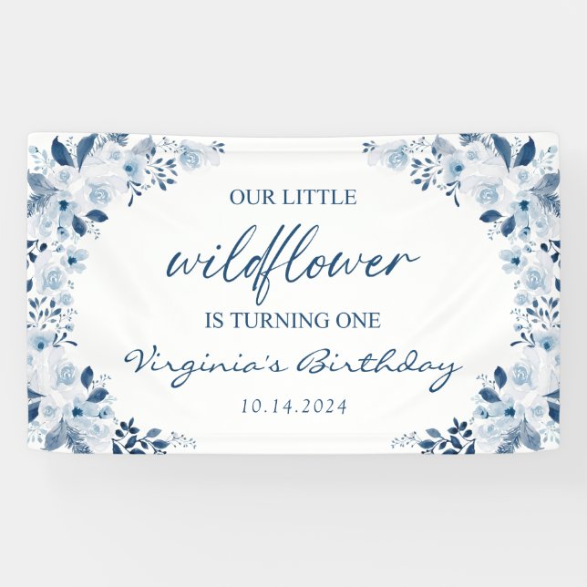 Banderoles Notre Petite Fleur sauvage Bébée Fille 1er anniver (Horizontal)