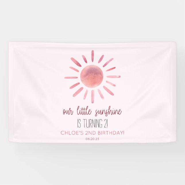 Banderoles Notre Petite Soirée Soleil Rose Anniversaire (Horizontal)