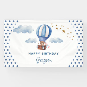 Banderoles Nounours en peluche bleu 1er Joyeux Anniversaire