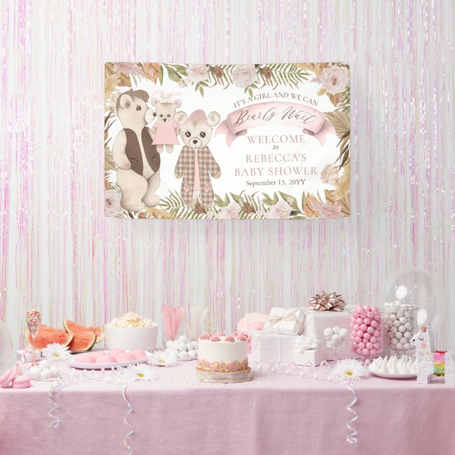 Banderoles Nous pouvons attendre avant Boho Ours Famille Baby (Fête)