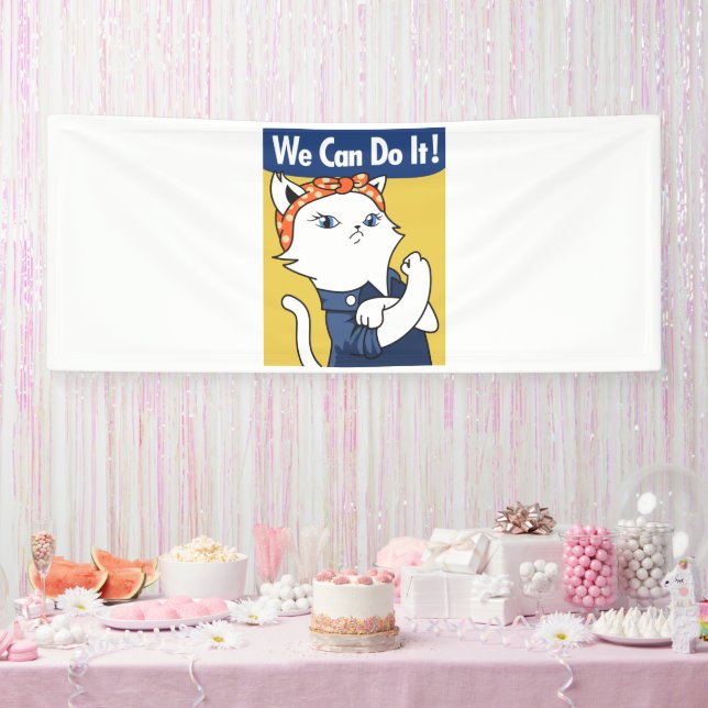 Banderoles Nous Pouvons Le Faire ! Chat blanc Rosie le Rivete (Fête)