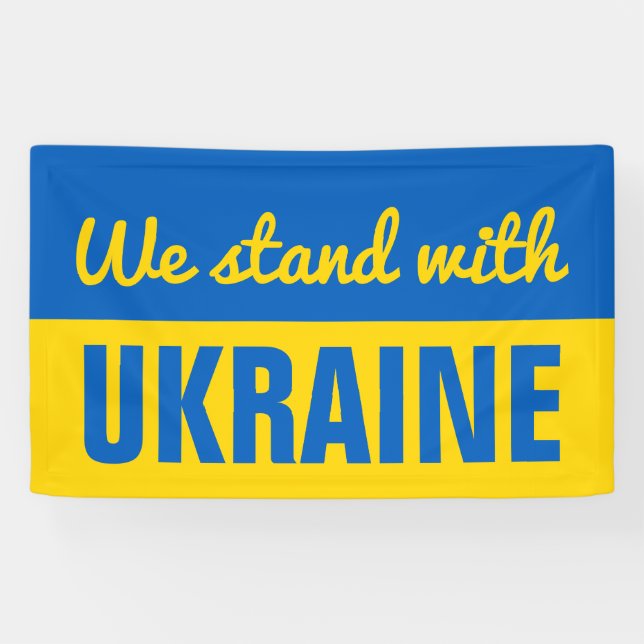 Banderoles Nous Sommes Avec Le Drapeau Ukrainien De L'Ukraine (Horizontal)
