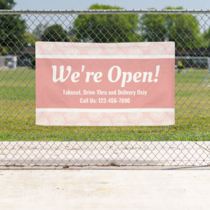 Banderoles Nous sommes Open Business Pink Swirls