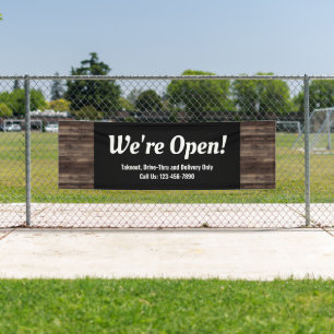 Banderoles Nous sommes Open Business Rustic Wood