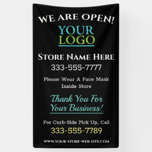 Banderoles Nous Sommes Ouverts, Votre Logo, Promo Boutique, N