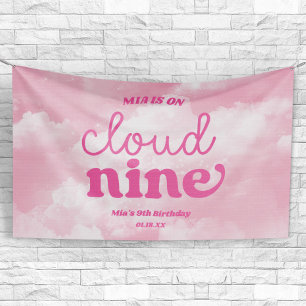 Banderoles Nous sommes sur un nuage rose pour la fête d'anniv