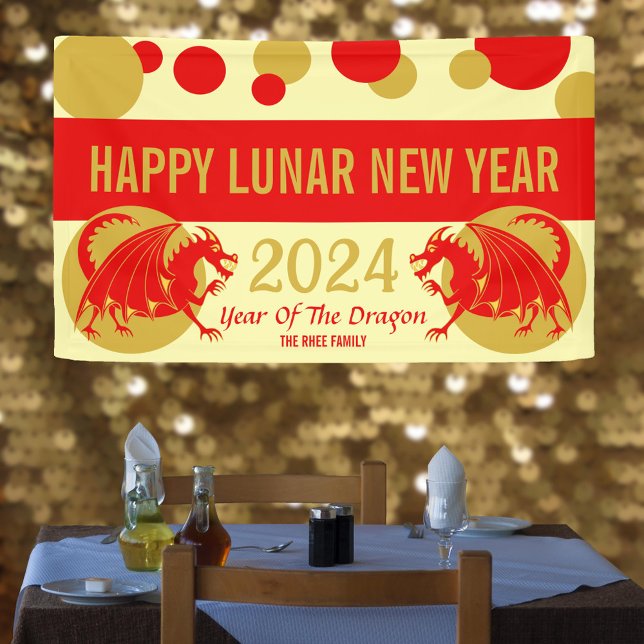Banderoles Nouvel An Lunaire 2024 Red Dragon mignonne Party B (Créateur téléchargé)