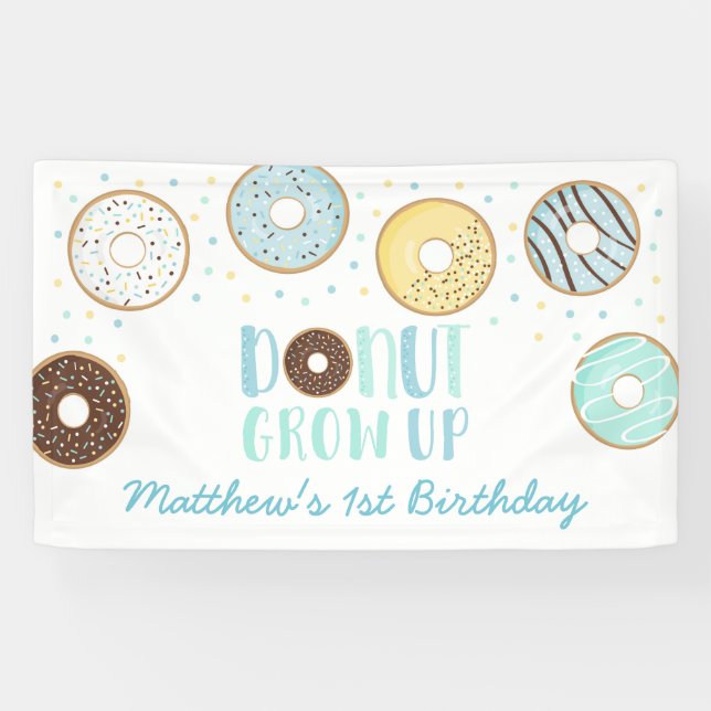 Banderoles Nouvel Anniversaire, le beigne bleu grandit (Horizontal)