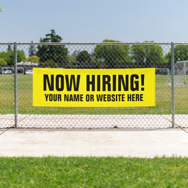Banderoles Now Hiring large outdoor banner for employment (En situation)