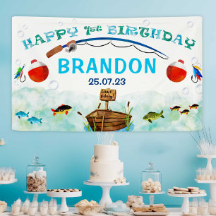 Banderoles O-fish-ally pêche thème 1er anniversaire fond