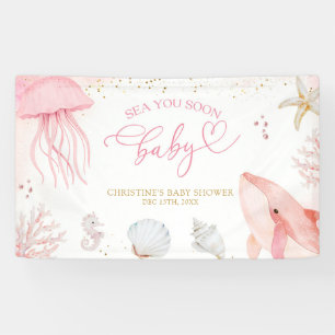 Banderoles Océan Rose Vous Voir Bientôt Été Baby Shower