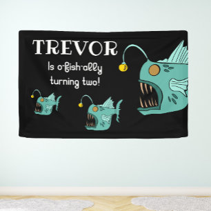 Banderoles Ocean Theme Boys Anniversaire Anglerfish O-fish-al