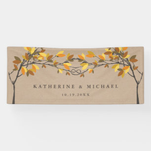 Banderoles Ochre Brown noué Aimer arbres Mariage de automne d