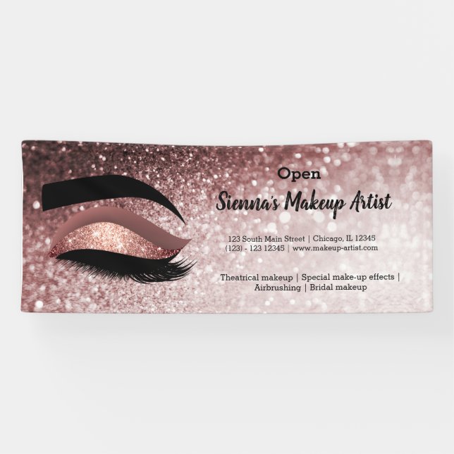 Banderoles Oeil rose en or Lashes (Horizontal)