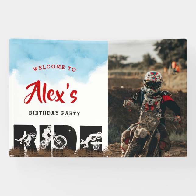 Banderoles Off Road Adventure Dirtbike Motocross Anniversaire (Horizontal)