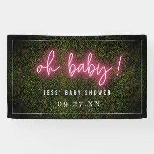 Banderoles Oh Baby Baby shower en Boxwood rose Neon