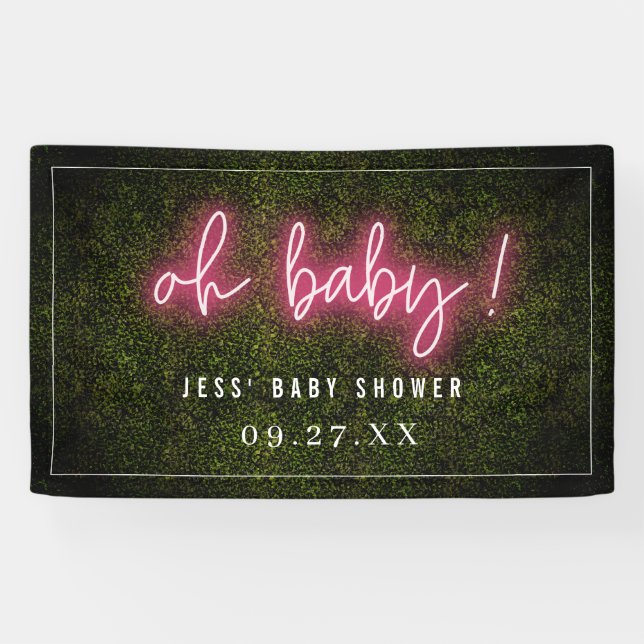 Banderoles Oh Baby Baby shower en Boxwood rose Neon (Horizontal)