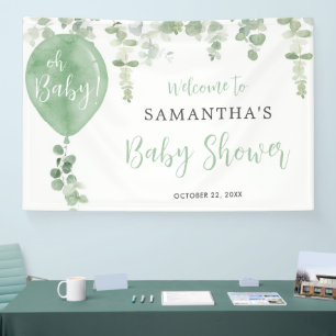 Banderoles Oh Baby vert ballon sexe neutre douche