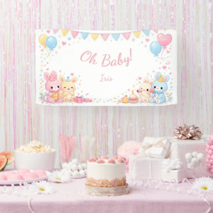 Banderoles Oh Bébé Bois Mignon Lapin Pastel Baby Shower